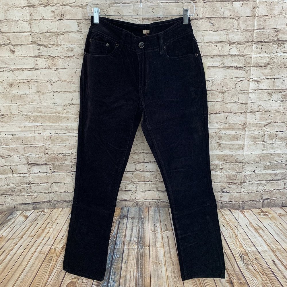 NWT Reba Black Stretch Velvet Embellished Pant Jeans SZ 6/32